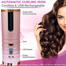 Load image into Gallery viewer, Automatic Curling Iron, Cordless Rechargeable Hair Curler with LCD Digital Display and 6 Temperature Settings, Fast Heating Curling Iron for Styling Hair Anytime ( Pink )