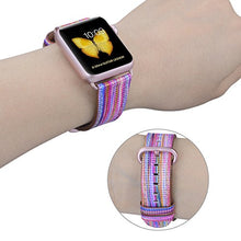 Load image into Gallery viewer, PEAK ZHANG Compatible with Apple Watch Band, 38mm 40mm Women Top Grain Leather Strap for iWatch Series 4,3,2,1 (Rainbow+Pink Rose Clasp, 38mm 40mm S/M)