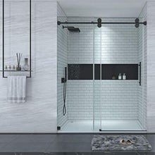Load image into Gallery viewer, LONDAMA Shower Door,Frameless Single Sliding Glass Shower Doors 3/8"(10mm) Clear Tempered Glass,Noiseless Shatterproof Bathroom Shower Doors (60"W x 76"H, Matte Black)