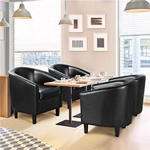 Load image into Gallery viewer, YAHEETECH Accent Chairs Set of 2 Faux Leather Barrel Chair Side Chairs Club Chair for Bedroom Living Reading Room, Black