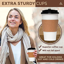 Load image into Gallery viewer, 150 Pack 16oz Disposable Coffee Cups with Lids, Sleeves and Straws - To Go Coffee Cups 16 oz White Paper Cups - Insulated Hot Cups Bulk Disposable Cups - Small Business Togo, Tea, Hot Chocolate, Cocoa