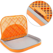 Load image into Gallery viewer, HIPIPET Puppy Dog Potty Tray 23.6''X18.1''X1.9'' Puppy Pad Holder with Removable Post and Wall Cover for Cats and Dogs Toilet (Orange)