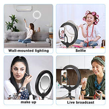 Load image into Gallery viewer, Selfie Ring Light with Tripod Stand, 10.2" Desktop LED Makeup Ring Light, Phone Holder for YouTube Video, Live Stream, Shooting, Dimmable Selfie Ring Light with 3 Light Modes & 14 Brightness Level