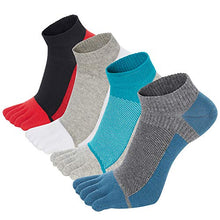 Load image into Gallery viewer, VWELL Toe Socks for Men Women Ankle Cotton Five Fingers Socks Low Cut Athletic Running Socks 4 Pairs Size 8-11
