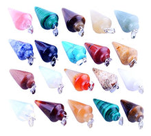 Load image into Gallery viewer, 20pcs Mutilcolor Stone Healing Chakra Pendulum Line Cone Pendants Crystal Quartz Stone Charms Lot for Women Jewelry Making