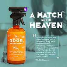 Load image into Gallery viewer, ANGRY ORANGE Pet Odor Eliminator for Strong Odor - Citrus Deodorizer for Dog Urine Smells on Carpet, Furniture & Floors - Puppy Supplies (24 Fl Oz + UV Flashlight)