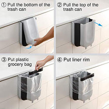 Load image into Gallery viewer, Hanging Trash Can,Silicone Folding Waste Bins Kitchen Foldable Trash Can Collapsible Small Garbage Can Compact Portable Waste Bin for Home Kitchen Room Cabinet Door Drawer - 9L/2.38 Gallon