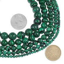 Load image into Gallery viewer, 8mm Green Malachite Beads Stone Loose Beads Gemstone Round Beads Energy Healing Beads for DIY Jewelry Making Approxi 15.5 inch 45pcs 1 Strand per Bag