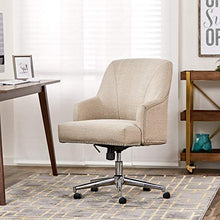 Load image into Gallery viewer, Serta Leighton Home Office Memory Foam, Height-Adjustable Desk Accent Chair with Chrome-Finished Stainless-Steel Base, Twill Fabric, Stoneware Beige