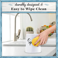 Load image into Gallery viewer, Home Acre Designs Sponge Holder for Kitchen Sink - Ceramic Porcelain Cup for Sponges - Rustic Farmhouse Decor - White