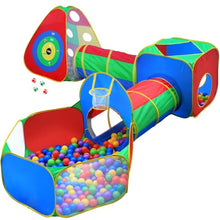 Load image into Gallery viewer, Hide N Side 5pc Kids Ball Pit Tents and Tunnels, Toddler Jungle Gym Play Tent with Play Crawl Tunnel Toy, for Boys Babies Infants Children, Indoor Outdoor Gift, Target Game w/ 4 Dart Balls