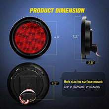 Load image into Gallery viewer, Nilight - TL-18 2PCS 4" Round Red LED Trailer Tail Lights w/Surface Mount Grommet Plugs IP67 Stop Brake Turn Tail Lights for Truck Trailer RV Jeep, 2 Years Warranty
