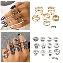 Load image into Gallery viewer, CASSIECA 99-109 Pcs Knuckle Rings for Women Vintage Bohemian Stackable Rings Set Mid Finger Rings