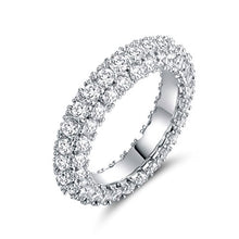 Load image into Gallery viewer, Barzel 18K White Gold Plated & Italian-Cut CZ 3 Row Eternity Ring (8)