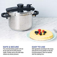 Load image into Gallery viewer, Zavor EZLock 7.4 Quart Stove-top Pressure Cooker with Dual Pressure Settings, Universal Locking Mechanism, Recipe Book and Steamer Basket - Polished Stainless Steel (ZCWEZ03)