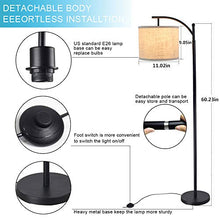 Load image into Gallery viewer, DLLT Led Floor Lamp,Modern Tall Floor Lamp Farmhouse Industrial Light 8W Classic-Arc with Hanging Floor Lamp Drum Shade,Reading Standing Lamp for Living Room,Bedroom,Office,Study Room,E26 Bulb-Warm
