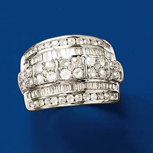 Load image into Gallery viewer, Ross-Simons 2.00 ct. t.w. Baguette and Round Diamond Multi-Row Ring in Sterling Silver For Women 925