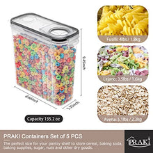 Load image into Gallery viewer, 5PCS Cereal Containers Storage Set, PRAKI BPA Free Airtight Food Storage Container Set with Lids, Kitchen Pantry Organization and Storage for Sugar, Baking Supplies with 20 Labels & Mark(4L Black)