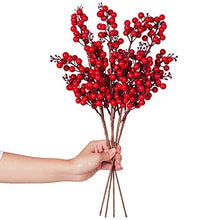 Load image into Gallery viewer, Lvydec 4 Pack Artificial Red Berry Stems - 19.5 Inch Christmas Holly Berry Branches for Holiday Home Decor and Crafts