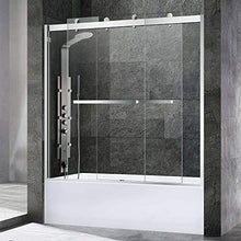 Load image into Gallery viewer, WOODBRIDGE SDD6062-B Frameless Bathtub Shower Doors 56-60" Width x 62" Height with 3/8"(10mm) Clear Tempered Glass, 2 Ways Opening & Double Sliding Nickel Finish, Brushed Nickle