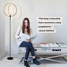 Load image into Gallery viewer, Brightech Eclipse Modern LED Torchiere Floor Lamp - Very High Brightness, Indoor Lamp - Living Room Standing Light - Alternative To Halogen - Built In Touch Dimmer - Black