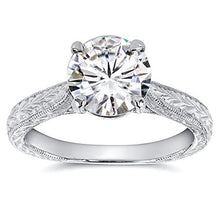 Load image into Gallery viewer, Kobelli Antique Style Moissanite Engagement Ring 1 1/2 CTW 14k White Gold, Size 6.5