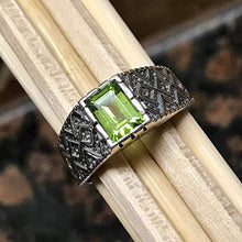 Load image into Gallery viewer, Genuine 2ct Green Peridot 925 Sterling Silver Men's Ring Size 7, 7.75, 8, 8.25, 8.75, 9, 9.75, 10, 10.75, 11, 11.25, 12, 12.75, 13, 13.25