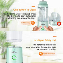 Load image into Gallery viewer, Portable Personal Blenders for Shakes and Smoothies, USB Rechargeable Mini Smoothie Blenders for Kitchen Small Handheld Blenders Juicer Cup with 11.84oz BPA Free Travel Sports Bottle and Lid