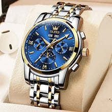 Load image into Gallery viewer, Automatic Watches for Men Self Winding Two Tone Stainless Steel Mechanical Fashion Watches Moon Phase Tourbillon Luminous Skeleton Waterproof Mens Watch with Date