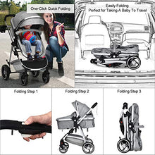Load image into Gallery viewer, INFANS Newborn Baby Stroller Carriage, 2 in 1 High Landscape Convertible Reversible Bassinet Pram, Foldable Aluminum Alloy Pushchair with Adjustable Canopy, 3D Shock Absorption PU Wheels (Light Grey)