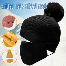 Load image into Gallery viewer, BCDlily Womens Winter Windproof Beanie Hat Warm Knitted Skull Cap with Faux Fur Pom for Cycling Skiing (Black)