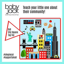 Load image into Gallery viewer, City Baby Crinkle & Teething Tag Square Tummy Time Stroller Toy 8x8 inch (New York City)