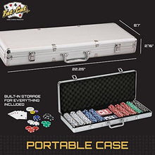 Load image into Gallery viewer, Fat Cat 11.5 Gram Texas Hold 'em Claytec Poker Chip Set with Aluminum Case, 500 Striped Dice Chips