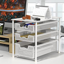 Load image into Gallery viewer, Simple Houseware Stackable 3 Tier Sliding Basket Organizer Drawer, White
