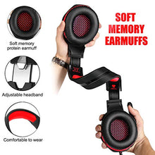 Load image into Gallery viewer, Stynice Gaming Headset for PC, PS4, Playstation 5, Xbox One, Laptop, Crystal Clear Sound Computer Gamer Headset with Noise Canceling Mic and LED Light - Lightweight Comfortable Gamer Headphone (Red)