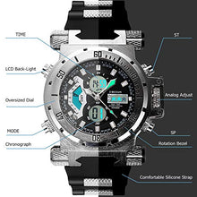 Load image into Gallery viewer, SIBOSUN Sport Watch Digital Wrist Large Face Waterproof Military LED Stopwatch SIBOSUN Men Japanese Quartz Alarm Date Silver