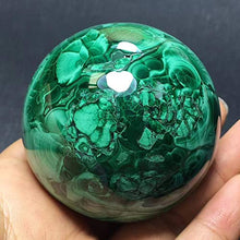 Load image into Gallery viewer, DingSheng Natural Green Malachite Ball Quartz Crystal Sphere Mineral Specimen Healing Crystal Stone Home Dcoration & Free Pouch & Wood Stand (50-53mm)