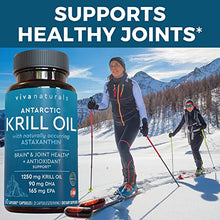 Load image into Gallery viewer, Krill Oil Supplement 1250mg - Antarctic Krill Oil Omega 3 Providing Astaxanthin, DHA and EPA, Joint Support and Brain Supplement with No Fishy Aftertaste (60 Capsules)