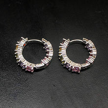 Load image into Gallery viewer, Women Silver Earrings Rose Gold Earring Garnet Peridot Amethyst Morganite Ideal Gift Choice (Silver earrings)