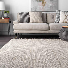 Load image into Gallery viewer, nuLOOM Hand Woven Chunky Natural Jute Farmhouse Runner Rug, 2' 6" x 8', Off-white