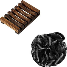 Load image into Gallery viewer, Eco-Friendly Natural Wooden Soap Dish & XL 75g Soft Shower Loofahs Balls