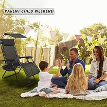 Load image into Gallery viewer, BestMassage Patio Chairs Lounge Chair Zero Gravity Chair 2 Pack Recliner W/Folding Canopy Shade and Cup Holder for Outdoor Funiture (Black)