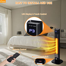 Load image into Gallery viewer, AKIRES Indoor Outdoor Patio Heater,1500W Electric Infrared Heater,34IN Portable Space Radiant Tower Heater with Remote,Waterproof,24H Timer,Large Room Heater for Bedroom Office Garage Backyard Porch