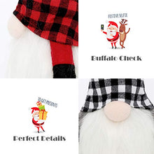 Load image into Gallery viewer, EDLDECCO Christmas Gnome with Light Timer 12 Inches Set of 2 Plaid Buffalo Check Nisse Figurine Plush Swedish Nordic Tomte Scandinavian Elf X'Mas Holiday Party Home Decor Ornaments (Red & Black)
