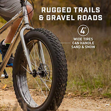 Load image into Gallery viewer, Mongoose Malus Adult Fat Tire Mountain Bike, 26-Inch Wheels, 7-Speed, Steel Frame, Mechanical Disc Brakes, Silver with Black Rims