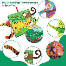 Load image into Gallery viewer, beiens Baby Books Toys, Touch and Feel Crinkle Cloth Books for Babies, Infants & Toddler, Early Development Interactive Car & Stroller Soft Toys Gifts for Boys & Girls (Jungle Tails-1 Book)