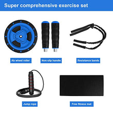 Load image into Gallery viewer, Abs Wheel Roller for Abs Exercise Workout Fitness -Ab Wheel Roller with Resistance Band and Jump Rope -Perfect Home Gym Equipment for Men Women Abdominal Exercise-Blue