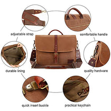 Load image into Gallery viewer, Messenger Bag for Men 16 Inch Waterproof Vintage Genuine Leather Mens Briefcase Shoulder Bag with 9 Storage Pockets, Waxed Canvas Leather Computer Laptop Bag Business Satchel Brown