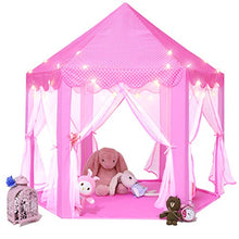 Load image into Gallery viewer, Monobeach Princess Tent Girls Large Playhouse Kids Castle Play Tent with Star Lights Toy for Children Indoor and Outdoor Games, 55'' x 53'' (DxH)