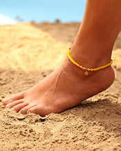 Load image into Gallery viewer, Lightock Anklets for Women Lava Rock Bracelet Essential Oil Diffuser Healing Crystal Energy Ankle Bracelets (Lava Stone/Yellow Agate)